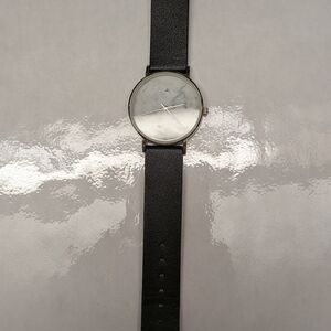 Black Leather Strap Watch